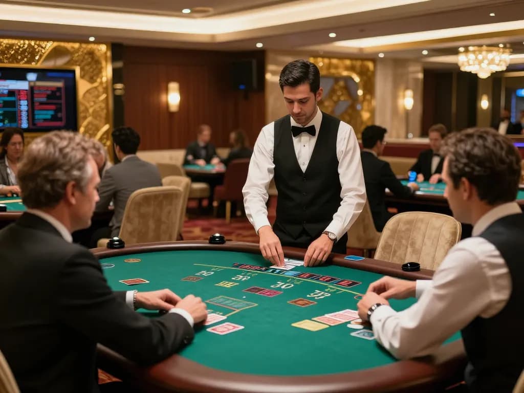 Players enjoying high-stakes blackjack at ALO8's exclusive VIP casino area, showcasing luxury and excitement.