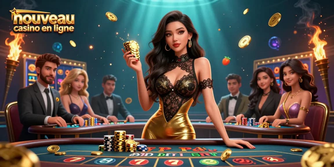 Découvrez l'attrait d'un nouveau casino en ligne avec une scène glamour de baccarat et des éléments dynamiques de machines à sous.