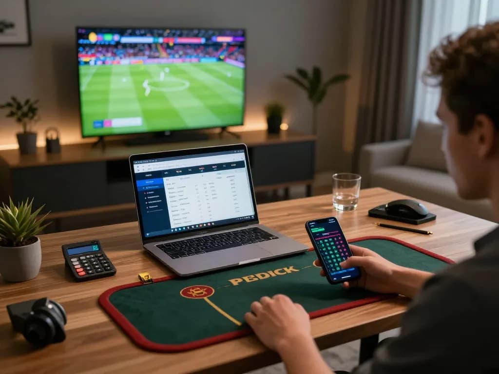 Engaging in sports betting on mobile at home, analyzing odds with 8xx