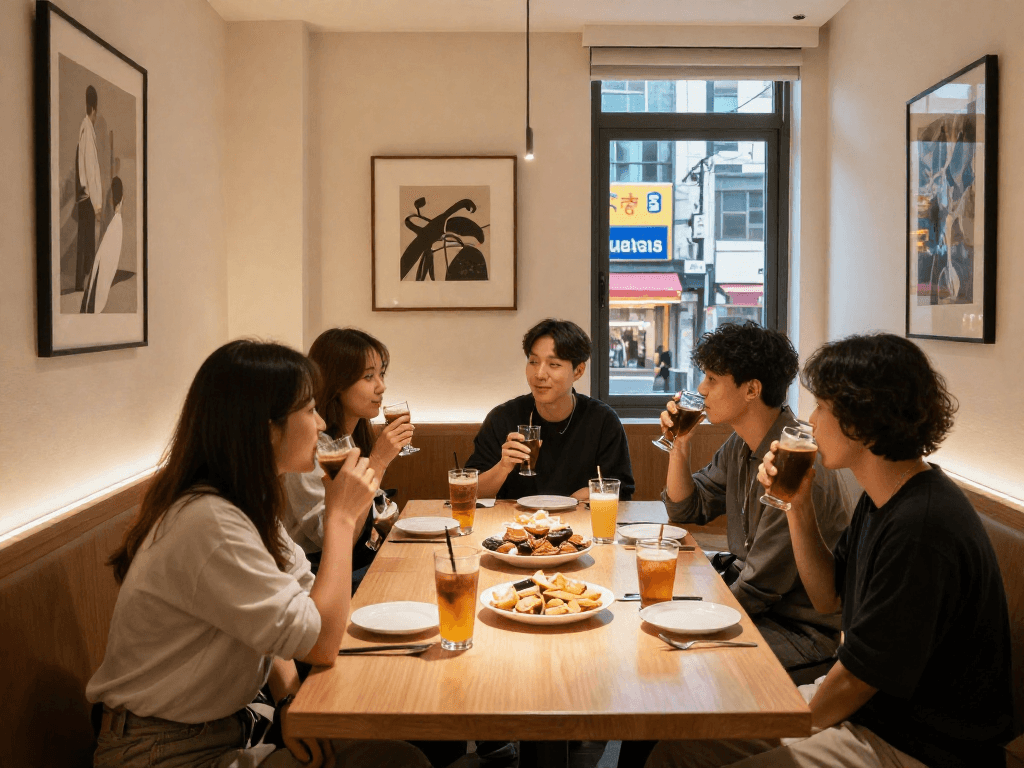 강남 멀리건에서 아늑한 분위기의 사교 모임, 세련된 인테리어와 소프트한 조명