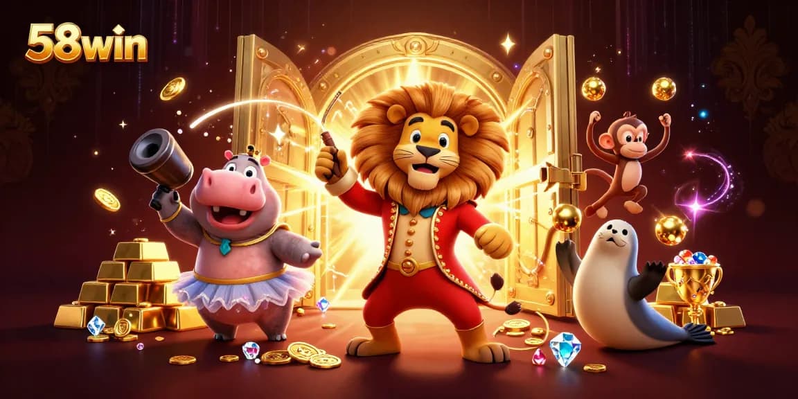 Experience high-stakes excitement at 58win with vibrant casino characters and gems.