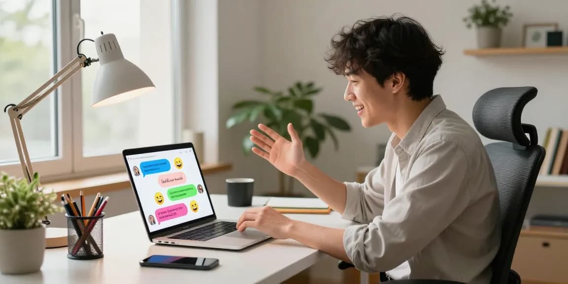 Engaging interaction with spicy ai in a cozy home office.