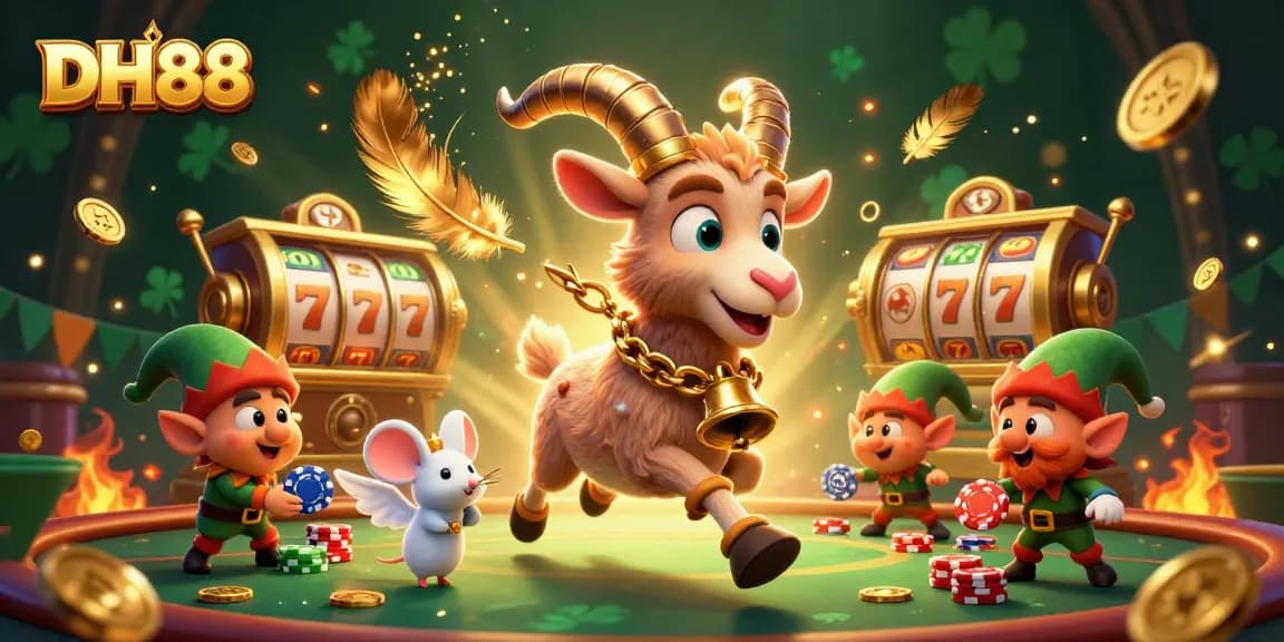Join the fun at DH88, where a 3D cartoon Krampus goat oversees a lively casino adventure filled with excitement.