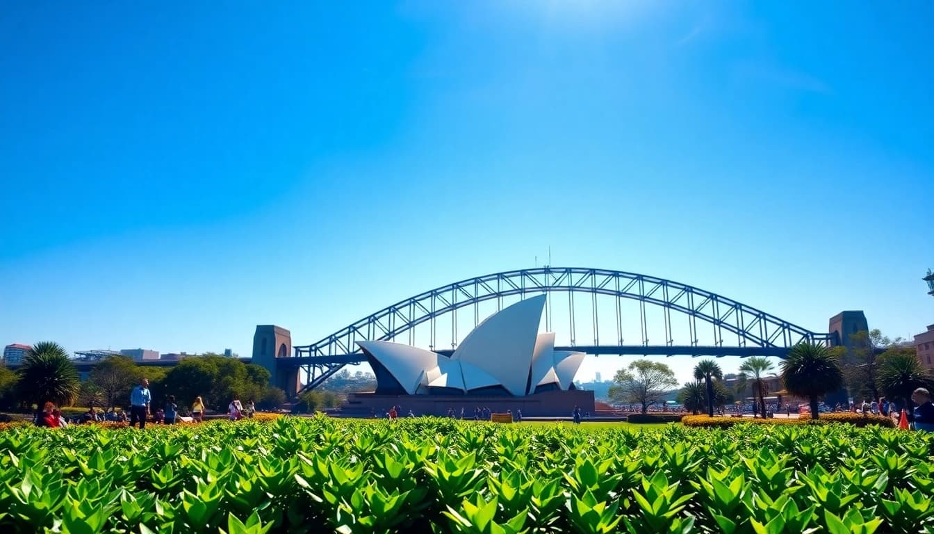 Experience Australia's stunning skyline with the iconic Sydney Opera House and Harbour Bridge.