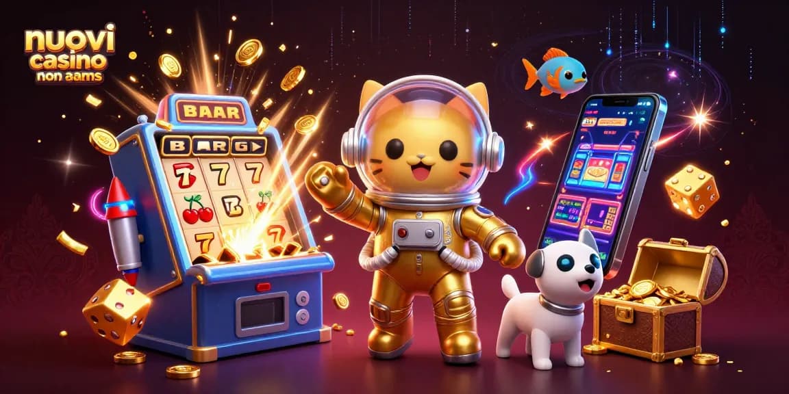 Scopri i nuovi casinò non AAMS con un'illustrazione vibrante di personaggi incredibili e dettagli europei di gioco.