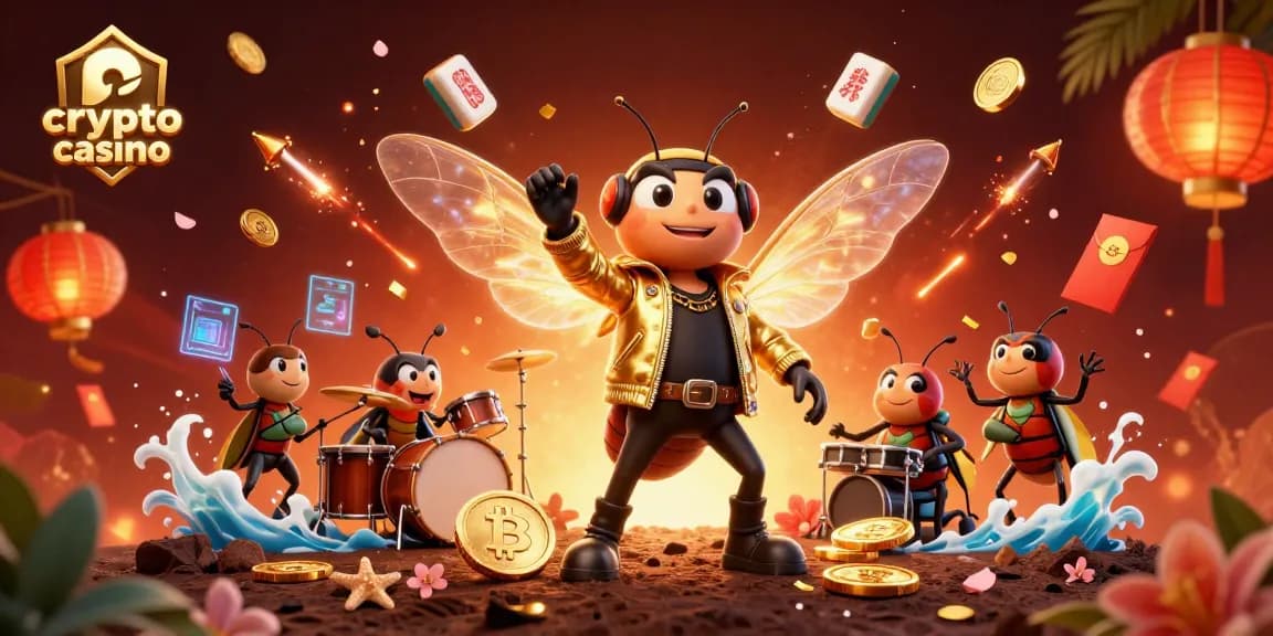 Explorez l'univers du crypto casino avec des personnages dynamiques et des éléments de jeu captivants.