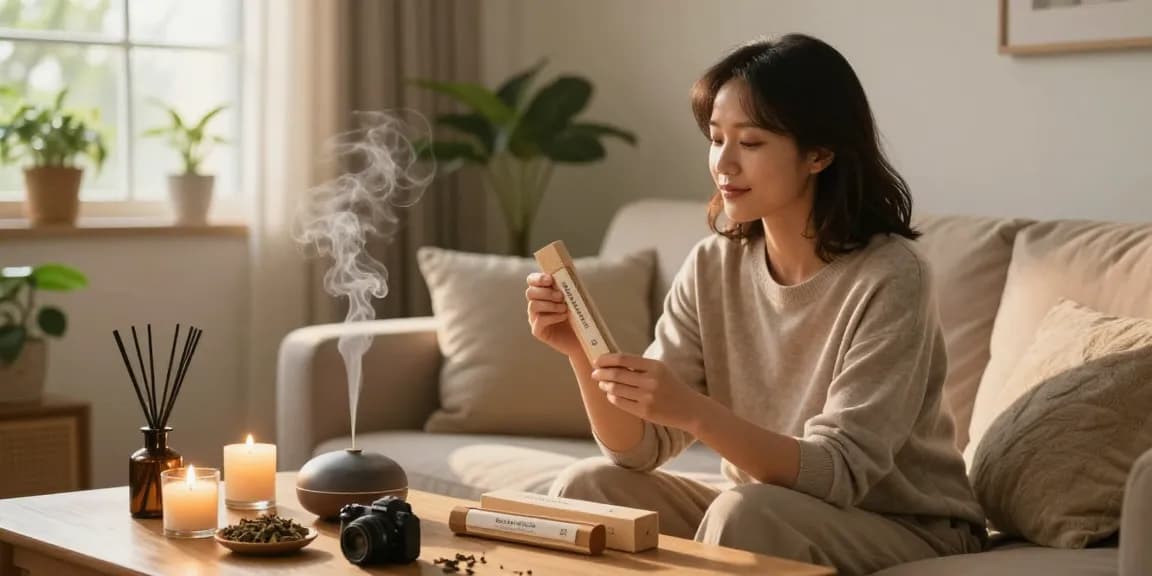 Experience tranquility with Bonzai Citrus Herbal Incense 3G online in the UK - unboxing in a warm, cozy setting.