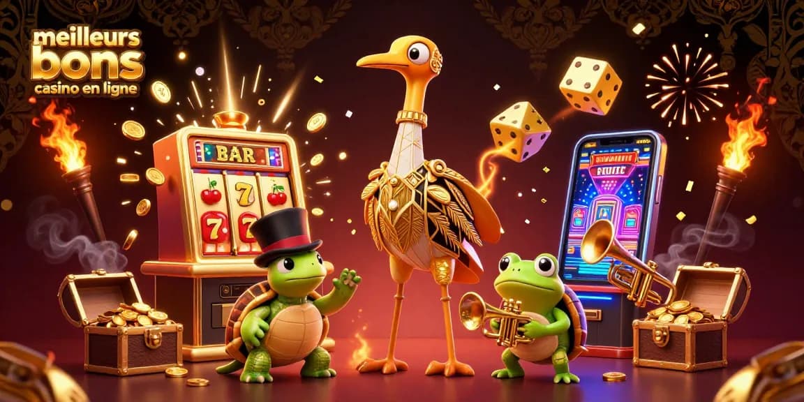 Découvrez les meilleurs bonus de casino en ligne avec cette illustration dynamique et colorée.