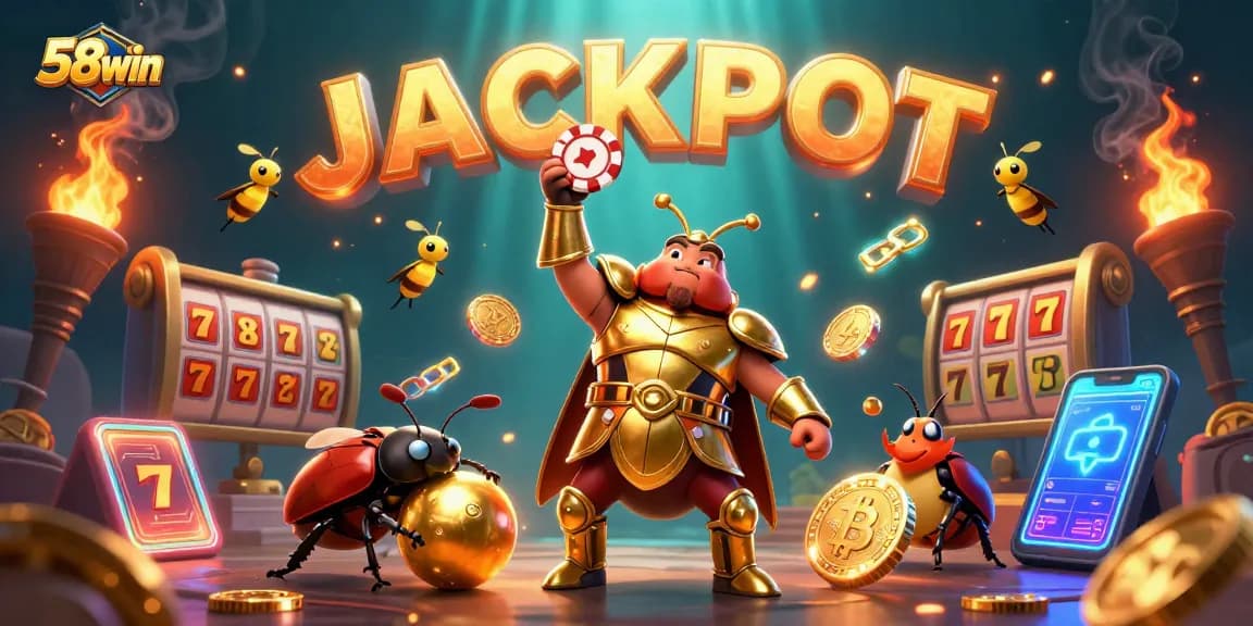 Engage in thrilling slot action with 58win, featuring vibrant 3D characters and jackpot excitement.