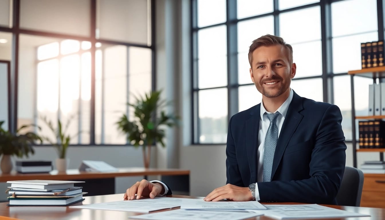 Clearwater truck accident lawyer consulting in a modern office, representing expertise and professionalism.