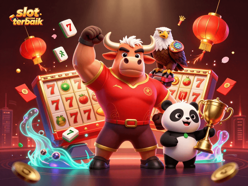 Raih keberuntungan di slot online terbaik dalam ilustrasi penuh warna dengan karakter ikonik.