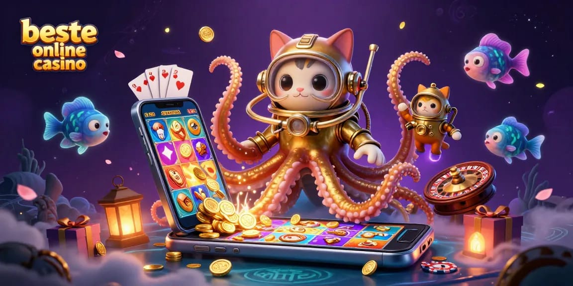 Experience thrilling gaming adventures at beste online casino with animated characters and vibrant game elements.