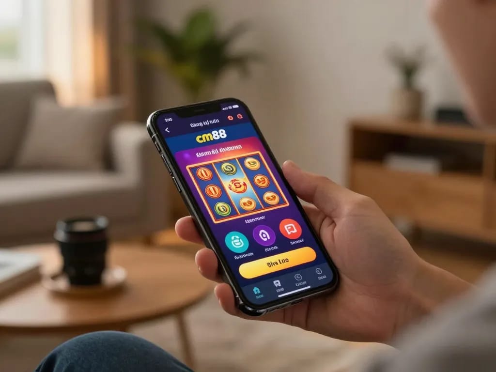 Register for đăng ký cm88 with a vibrant mobile casino app while enjoying a cozy home environment.
