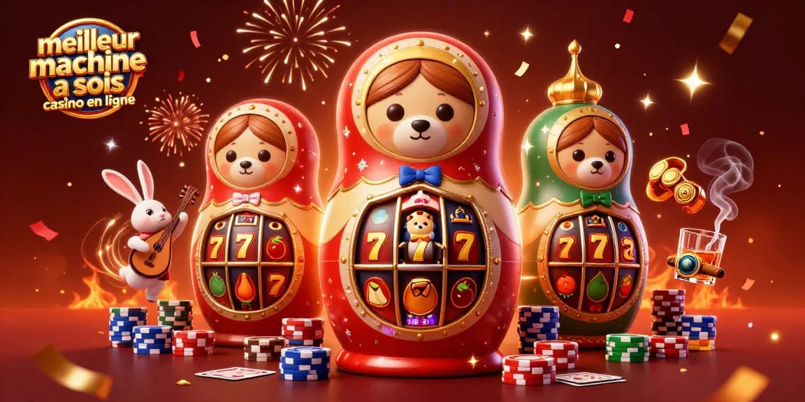 Jouer aux meilleures machines à sous casino en ligne avec des ours russes et une ambiance festive.