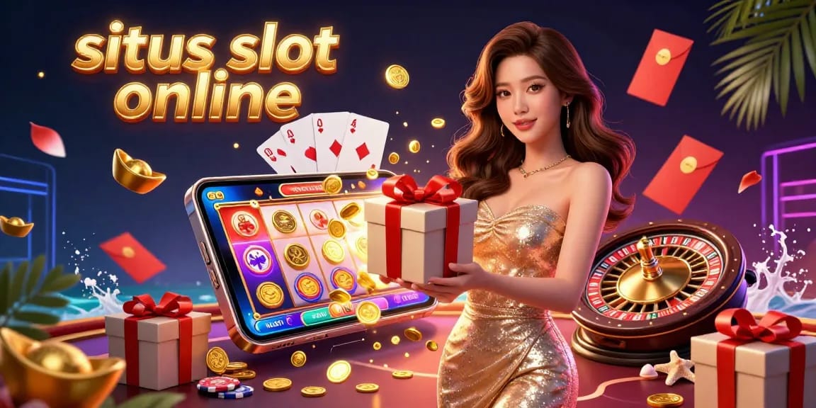 Jelajahi situs slot online dengan ilustrasi yang menakjubkan menampilkan wanita cantik merayakan kemenangan yang meriah.
