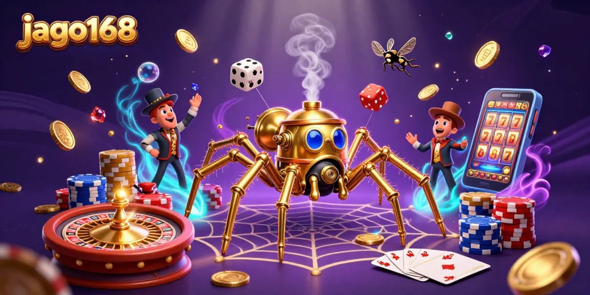 Experience jago168's thrilling gold coin hunting in a captivating steampunk casino scene.