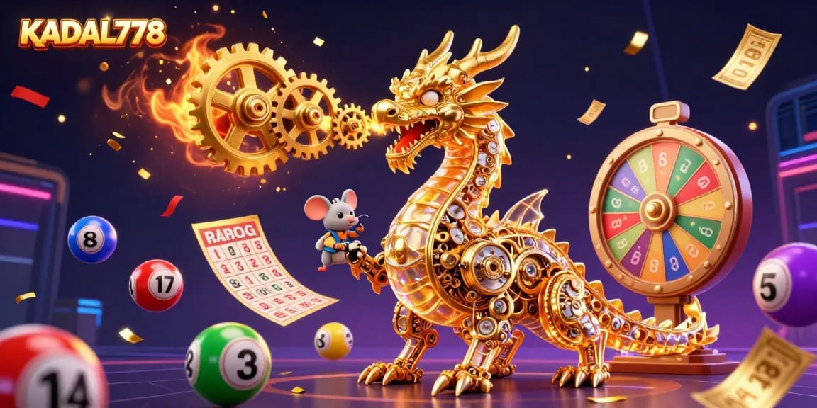 KADAL778 immerses players in a vibrant casino adventure with golden dragon and lottery elements.