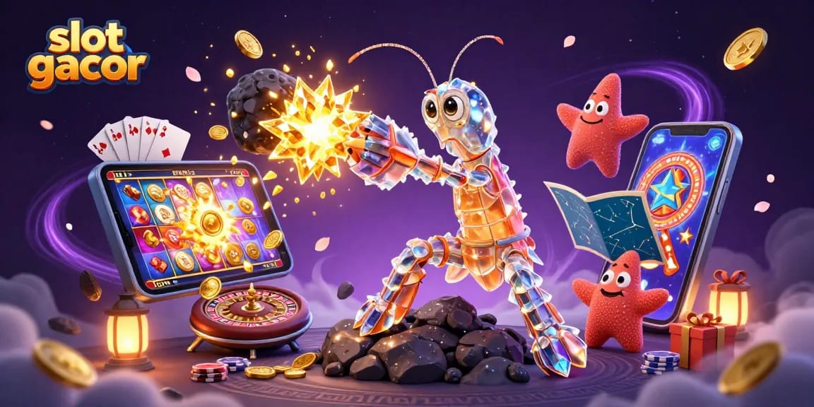 Engage with slot gacor excitement as a galactic samurai battles for golden gems in this vibrant 3D scene.
