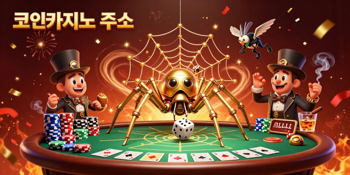 코인카지노 주소에서 전략적인 게임을 즐기는 모습, 골드 스파이더와 플라이가 함께합니다.