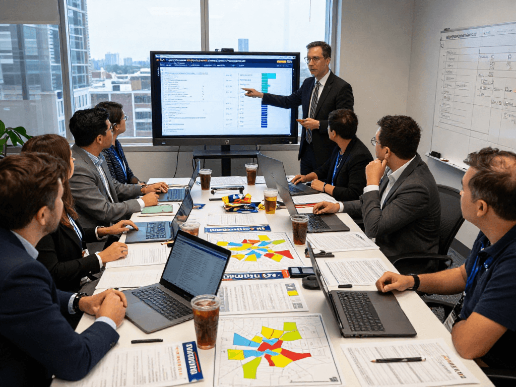 Mass text for political campaigns featured in a vibrant campaign headquarters scene with team collaboration.