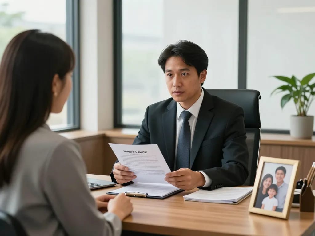 Houston Injury Attorney discussing legal options with a client in a professional office setting.