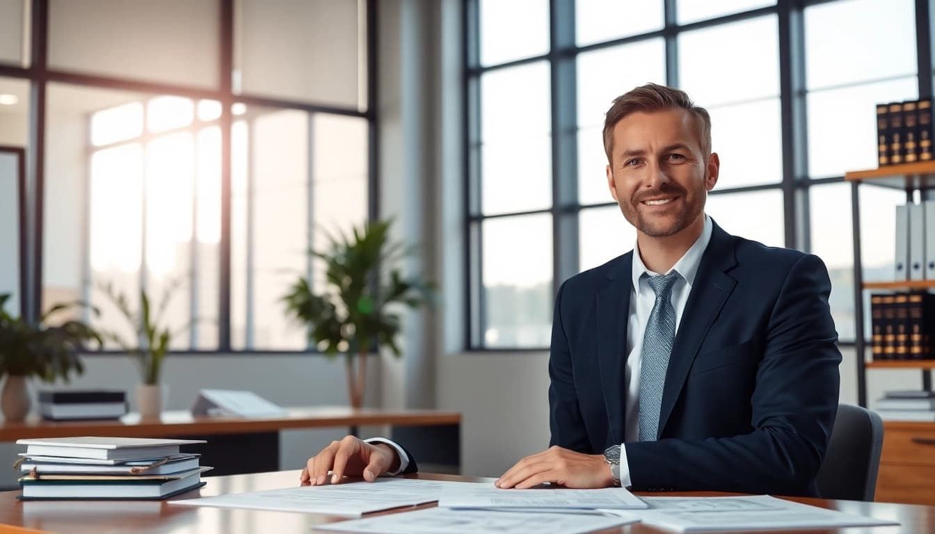 Clearwater truck accident lawyer consulting in a modern office, representing expertise and professionalism.