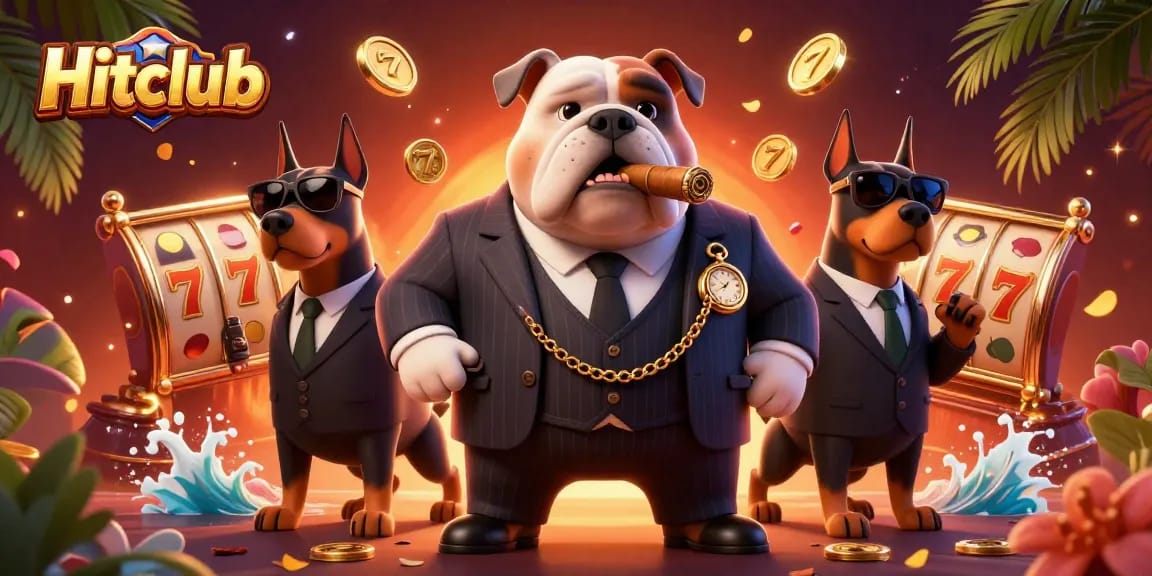 Experience the excitement of Hitclub with dynamic slot reels, golden coins, and thrilling characters.