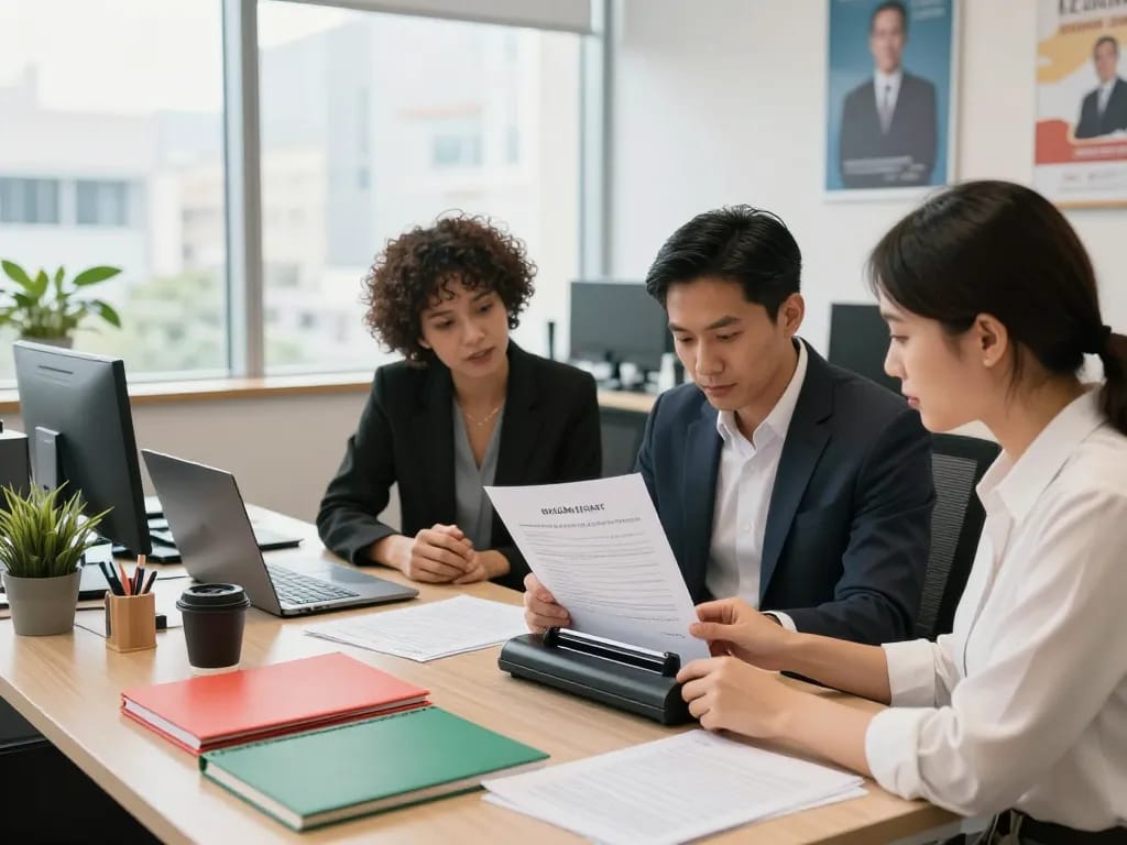 bóc sổ đỏ ép plastic hà nội process in modern office with diverse team examining property title.