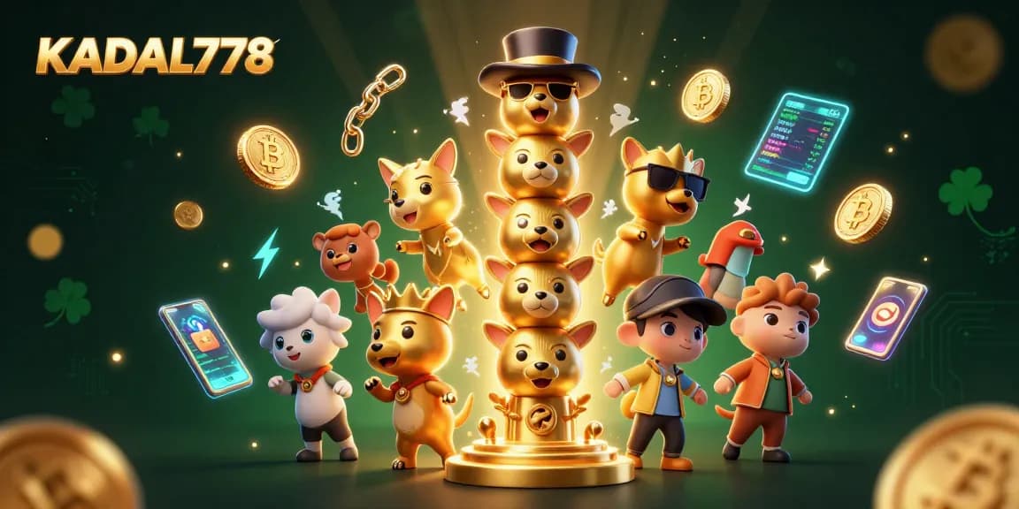 KADAL778 showcases a vibrant 3D golden totem and crypto elements for players