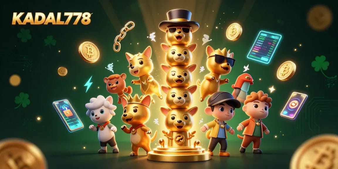 KADAL778 showcases a vibrant 3D golden totem and crypto elements for players