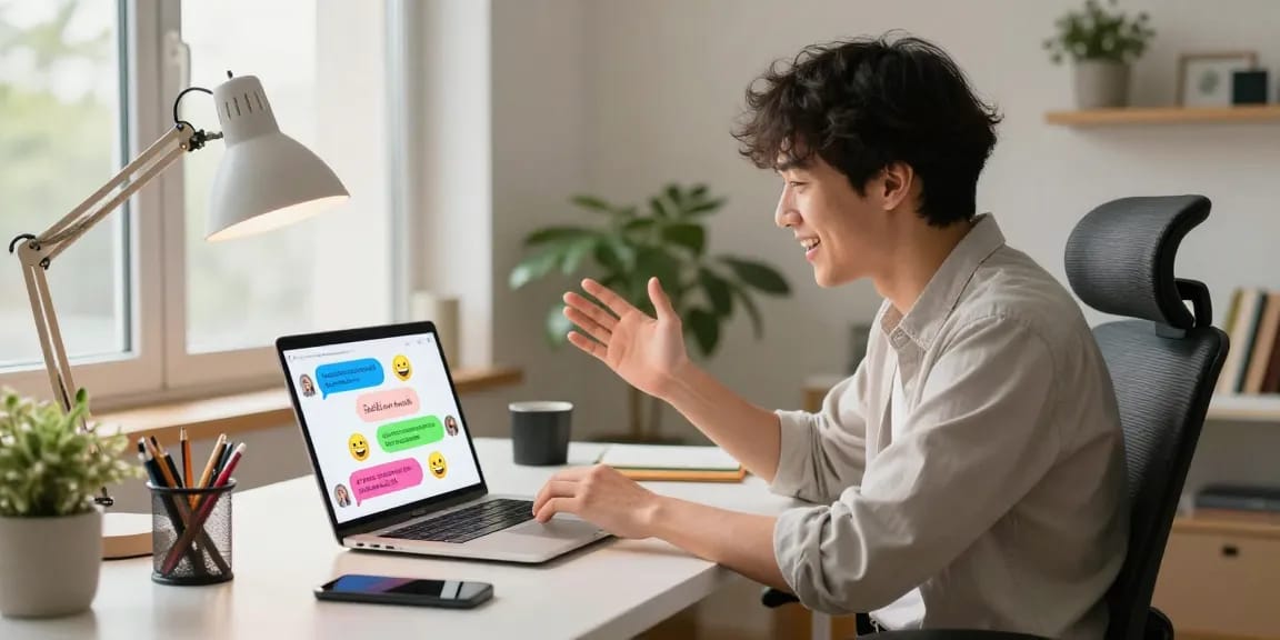Engaging interaction with spicy ai in a cozy home office.