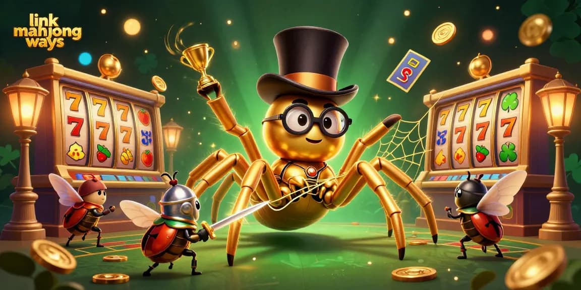 Experience the fun with link mahjong ways as you spin for big wins in a vibrant casino-themed illustration.