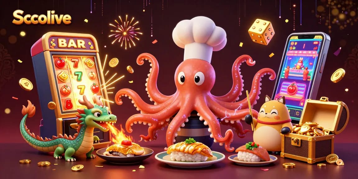 Socolive brings excitement with dynamic casino elements, golden dishes, and vibrant characters.