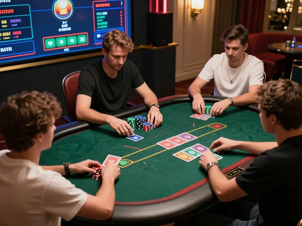 789 club players engaged in an online poker game with interactive digital interface and betting options.