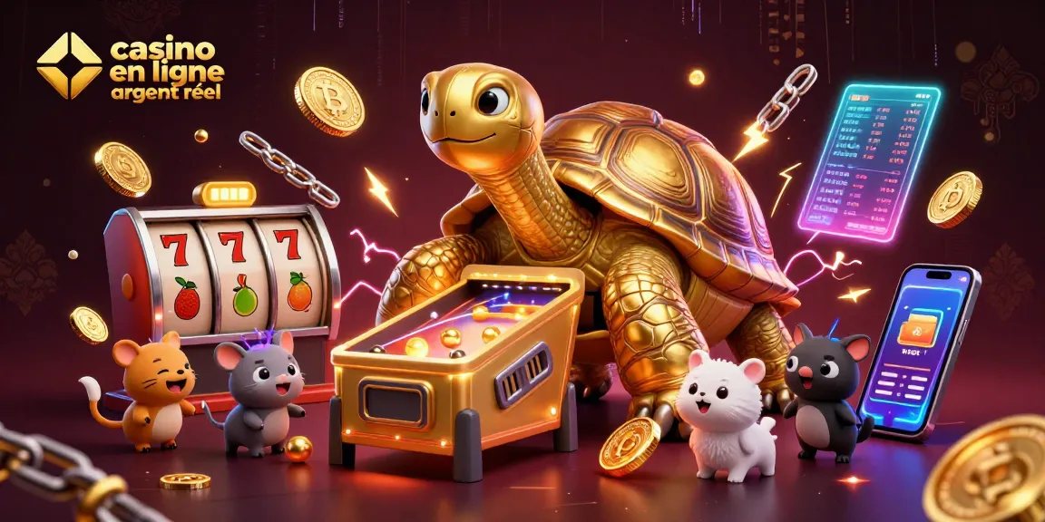 Jouez à casino en ligne argent réel avec une illustration 3D captivante de machines à sous et un défi amusant.