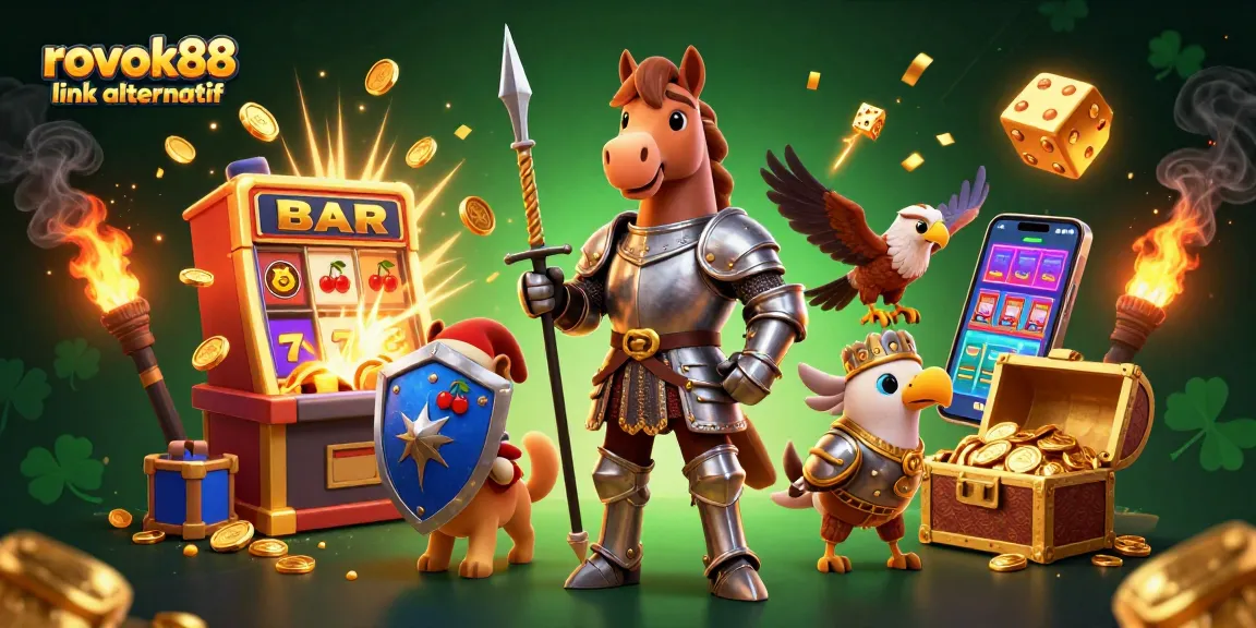 Spin and win big with rokok88 link alternatif in this vibrant casino-themed illustration.