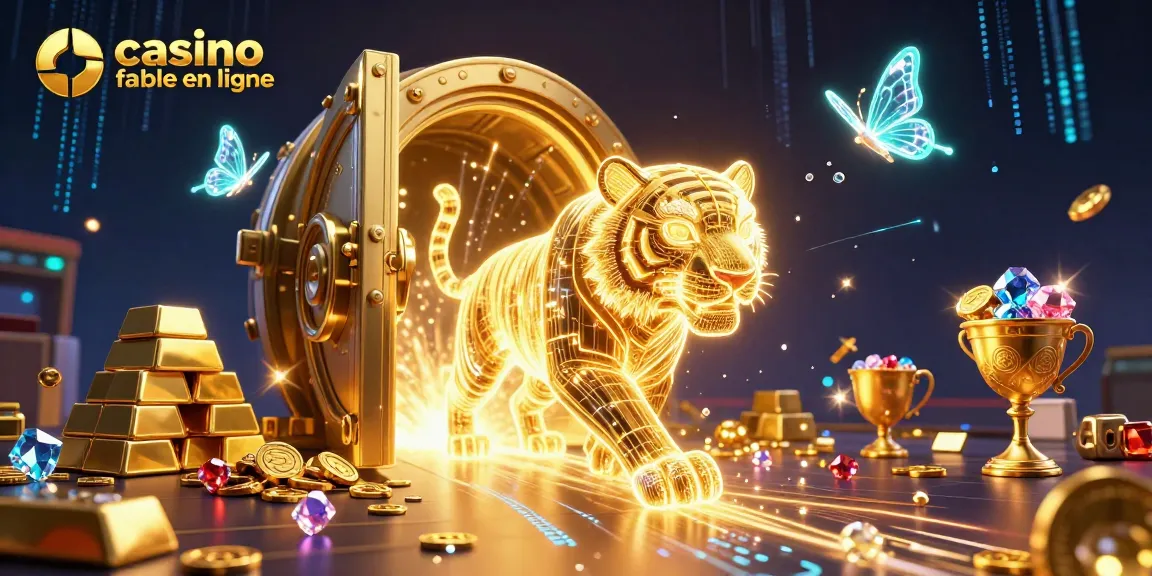 Découvrez l'univers captivant du casino fiable en ligne avec un tigre lumineux et des trésors scintillants.