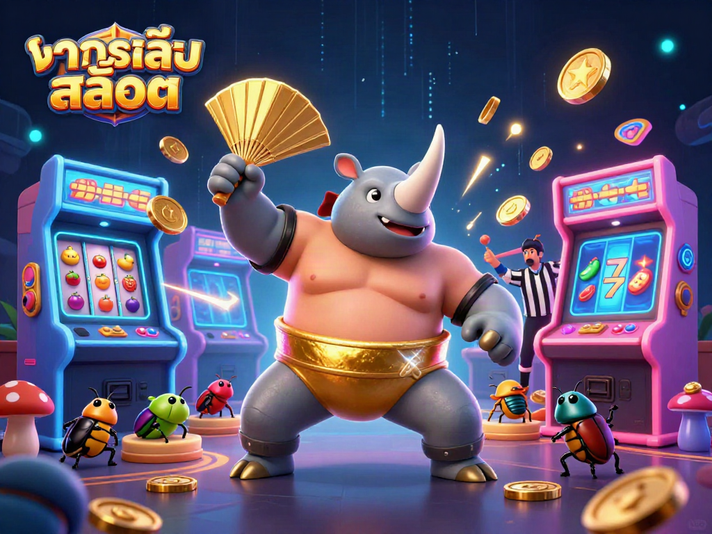 ทดลองเล่นสล็อต พร้อมกับแมลงเต่าทองซูโม่และคนตัดสินในบรรยากาศคาสิโน