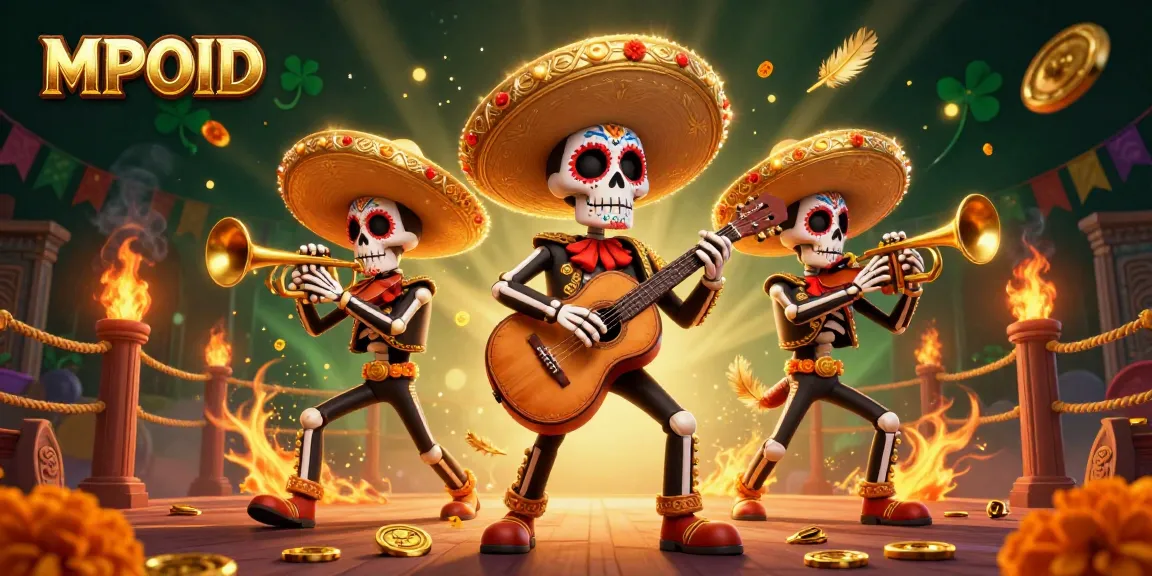 MPOID showcases a vibrant mariachi band illustration infused with dynamic casino elements, captivating players in a festive atmosphere.