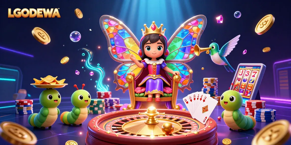 Experience amazing gameplay with LGODEWA’s vibrant characters in a stunning casino scene.