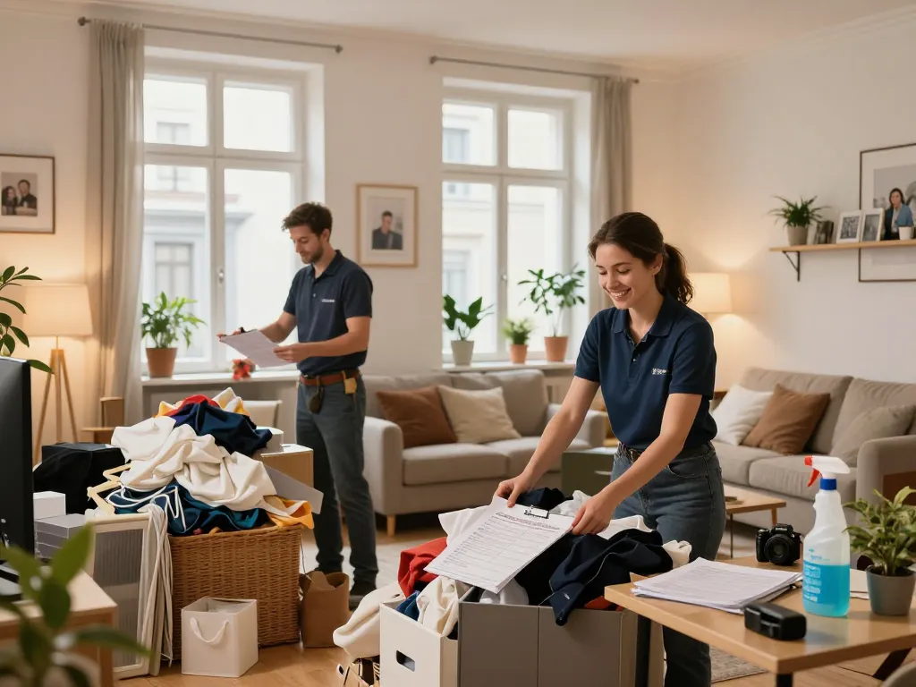 Entrümpelung Wien Serviceteam organisiert eine überfüllte Wohnung mit Sorgfalt und Professionalität.