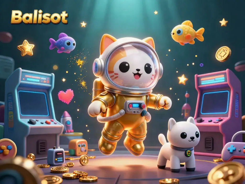 Experience the thrill of winning with Balislot in this vibrant 3D illustration showcasing a casino adventure.
