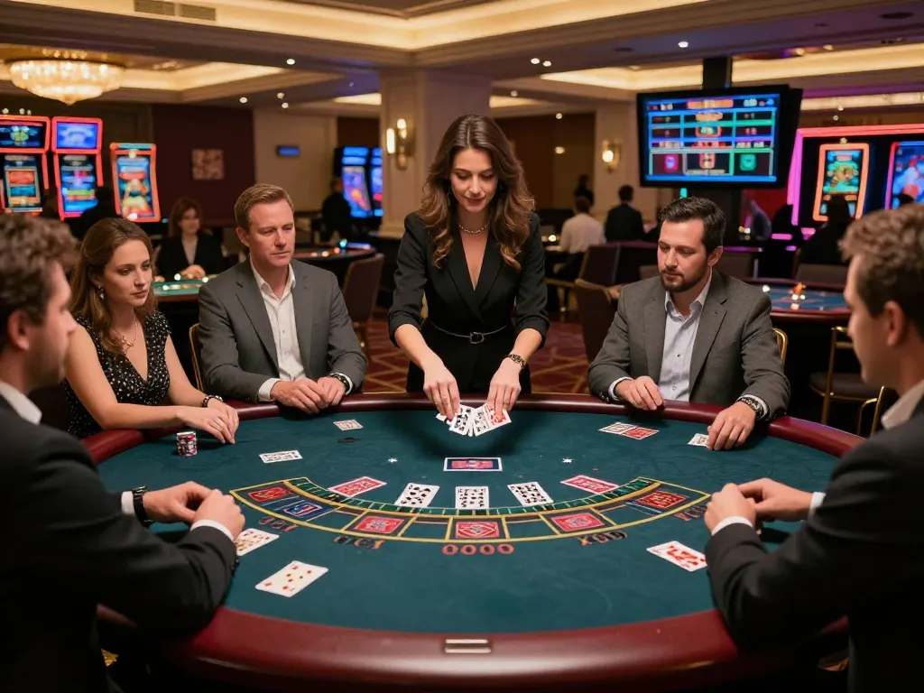 Players enjoying a dynamic game of blackjack at BK8's online casino casino, highlighting engaging gameplay.