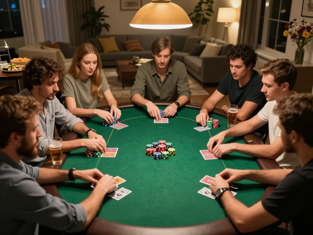 Boca Raton Construction Litigation Lawyer engaging in strategic home poker game with friends