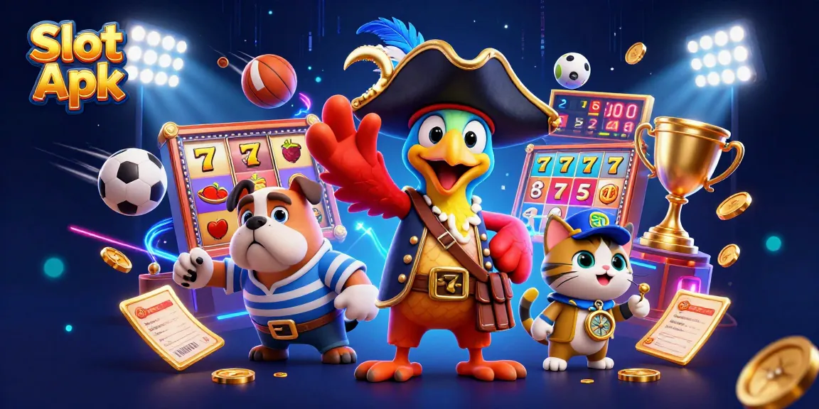 Spin the reels with Slot Apk, featuring dynamic casino characters amidst a vibrant slot game scene.