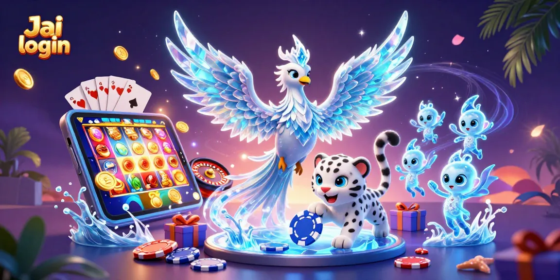 Experience seamless Jai club login with vibrant animated characters and casino games in this 3D illustration.