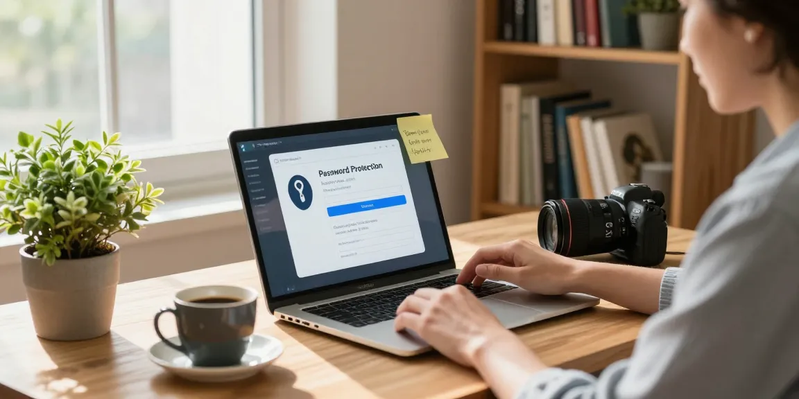 Cozy workspace featuring essential tools for verifying password security for 상봉동 한국관.
