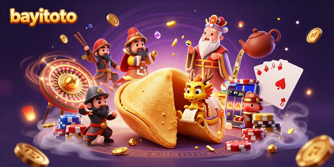 Play and win at bayitoto, featuring a lively 3D casino scene with golden elements and vibrant action.