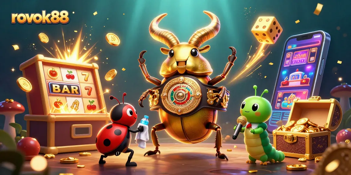 Experience the thrill of rokok88 with a vibrant casino showdown featuring a golden stag beetle champion!