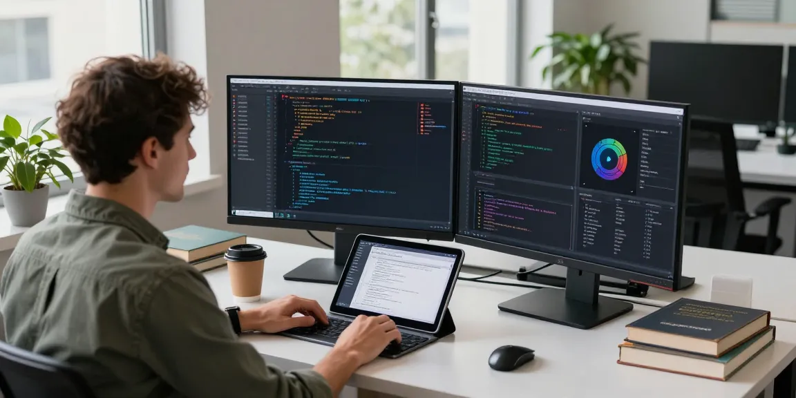 Professional workspace showcasing 截图软件 in use with dual monitors, coffee, and design materials.